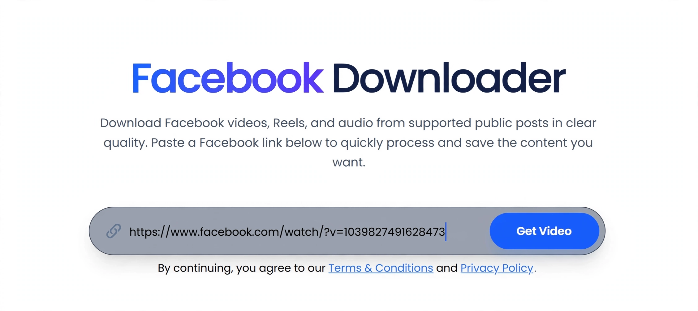 Paste a Facebook link into the downloader