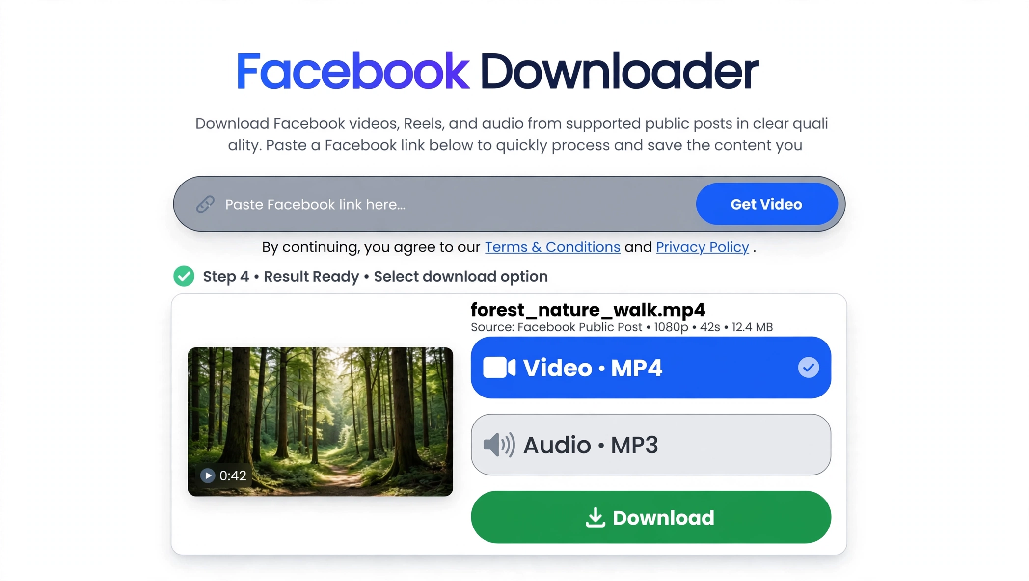Choose an available Facebook download option