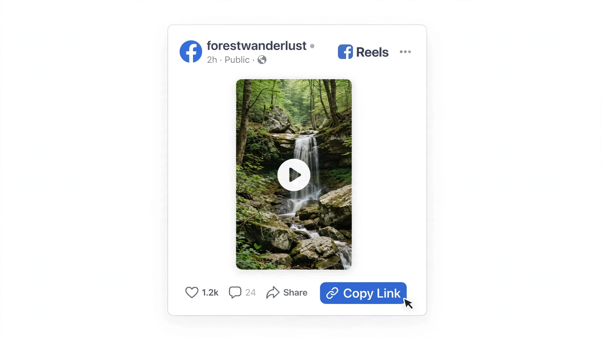Copying a Facebook Reel link from a public Reel