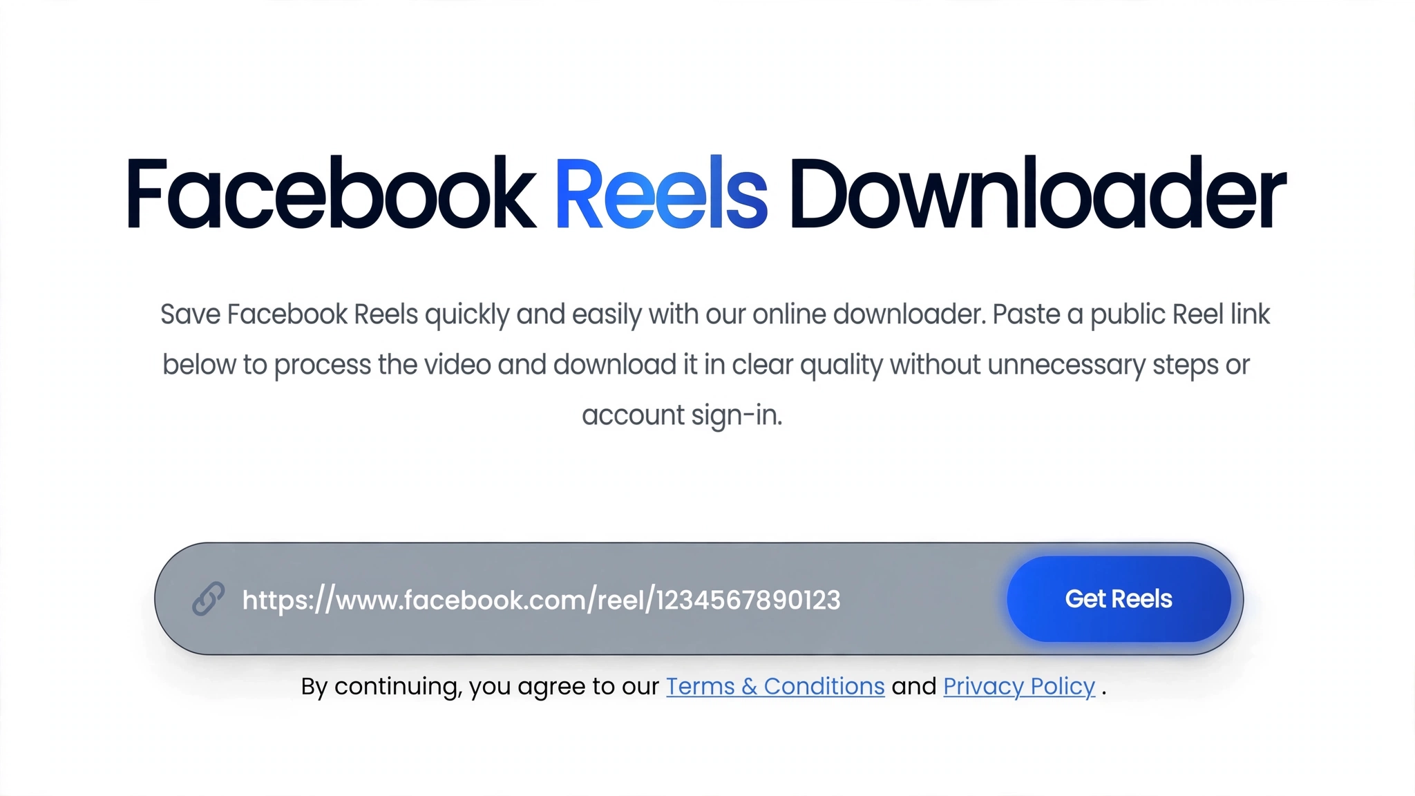 Pasting a Facebook Reel URL into the online downloader