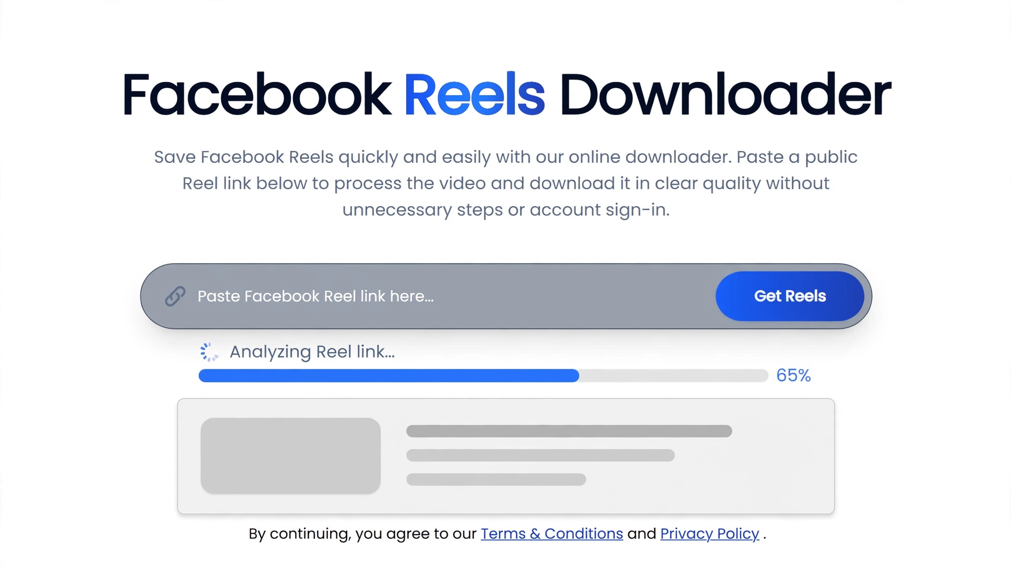 Processing a Facebook Reel link online