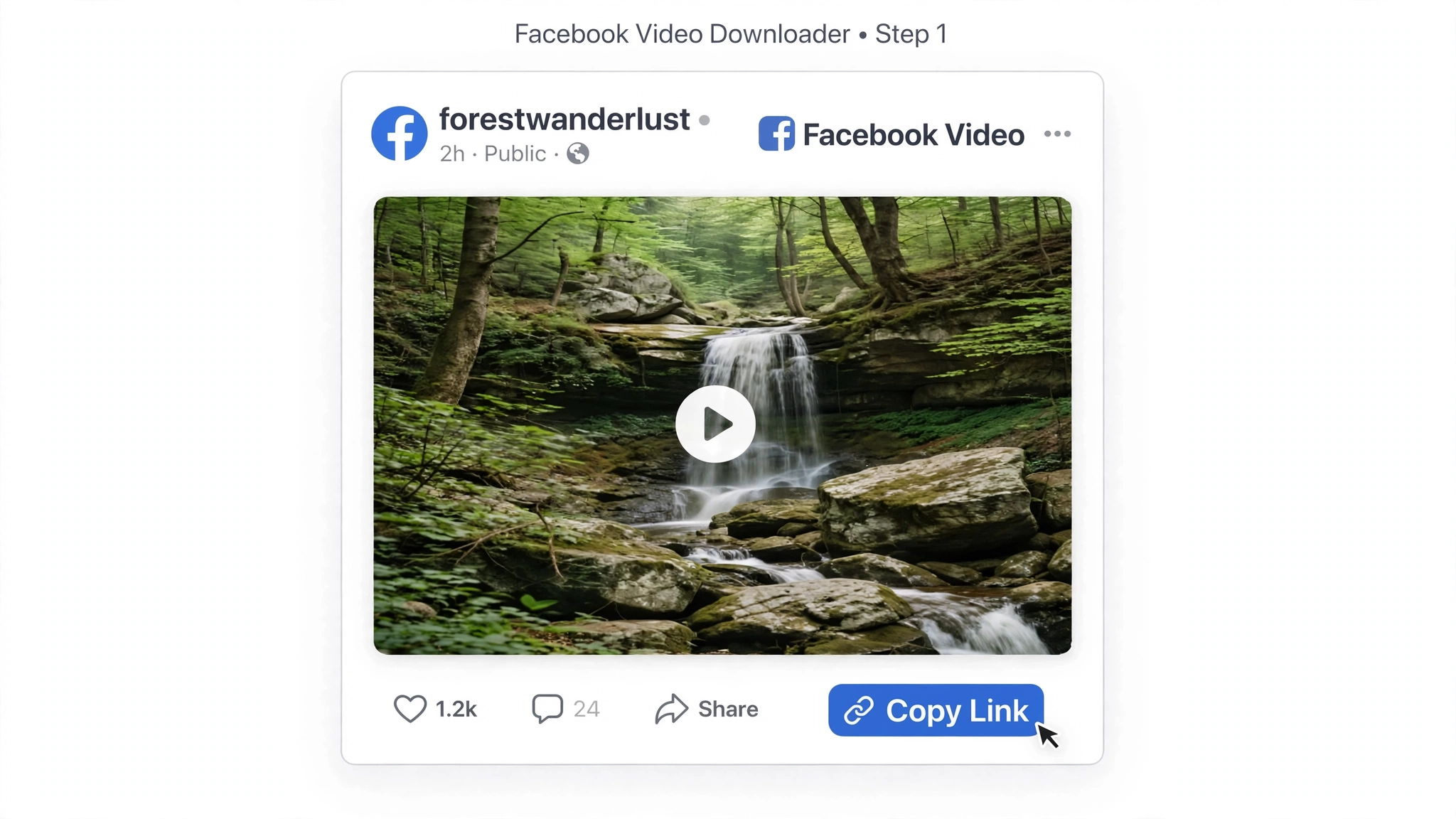 Open a Facebook video to copy its link
