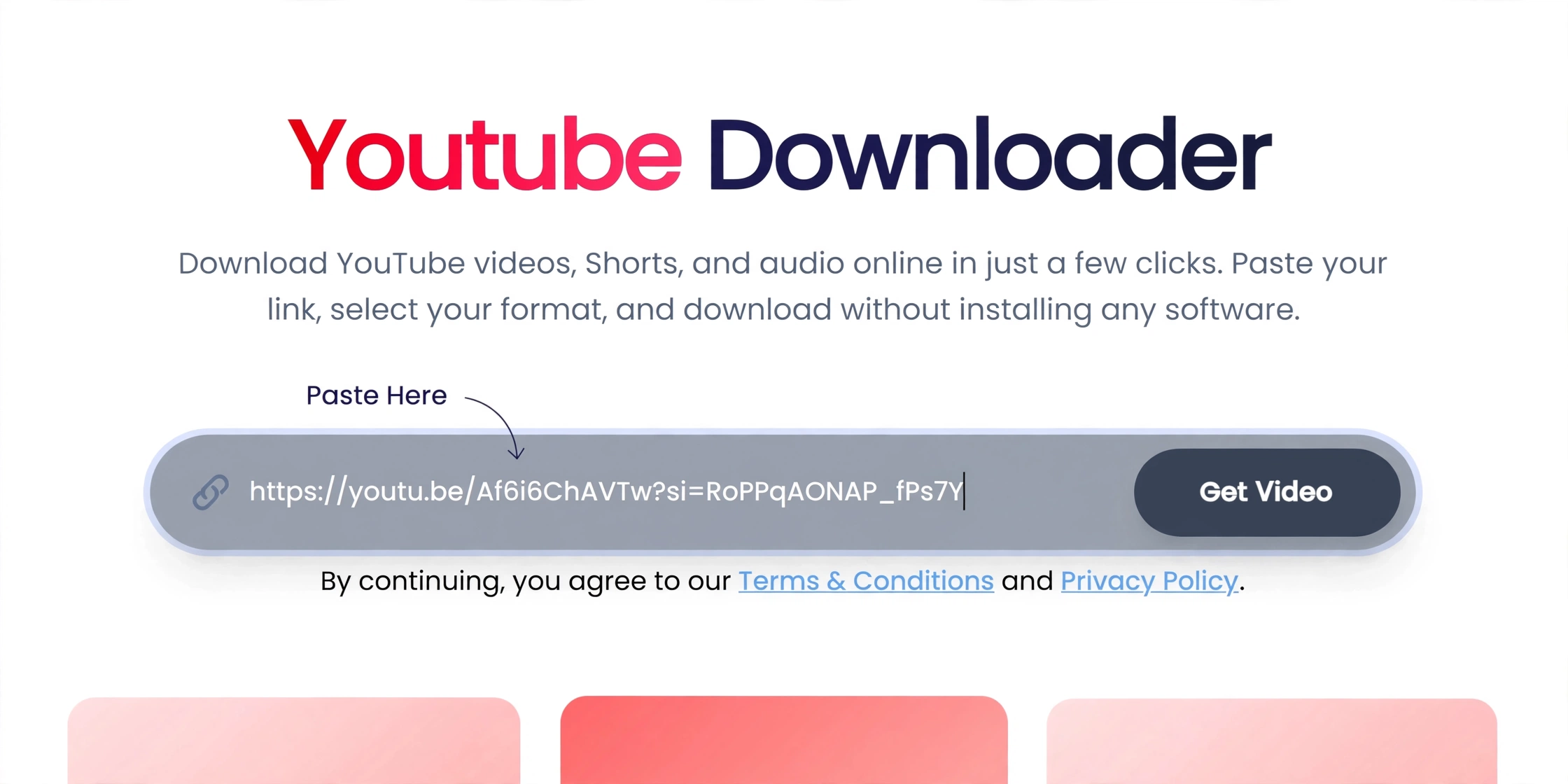 Paste a YouTube link into the online downloader