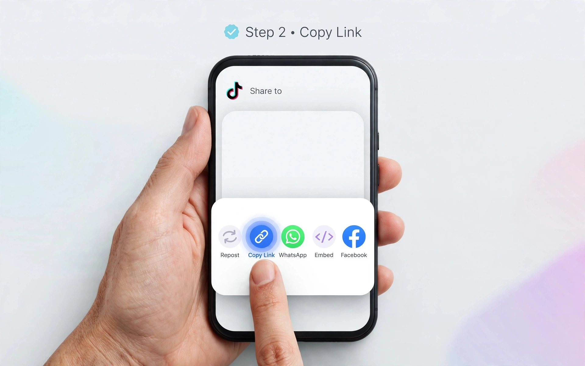 Copy a TikTok video URL from the Share menu