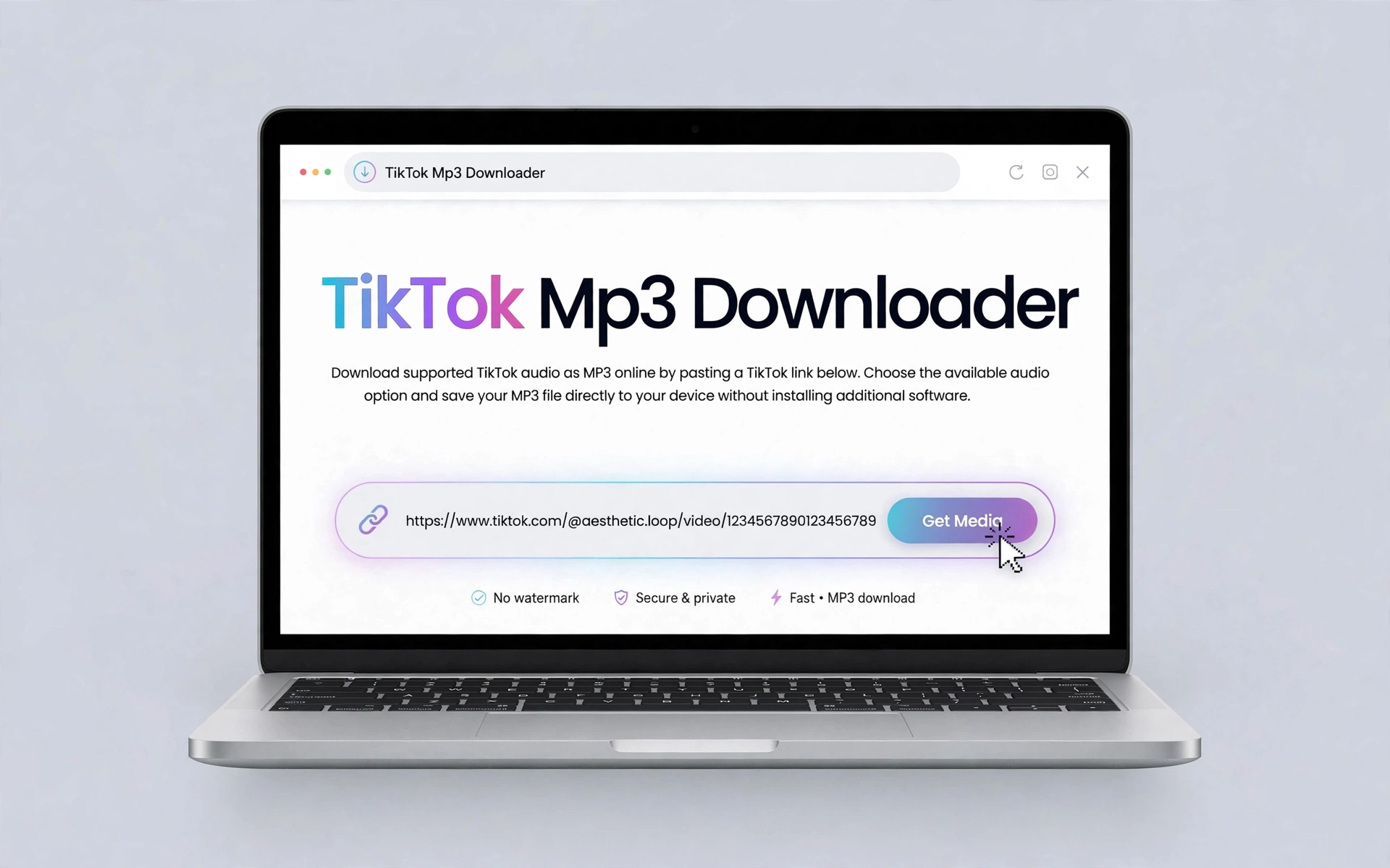 Paste TikTok link into MP3 downloader