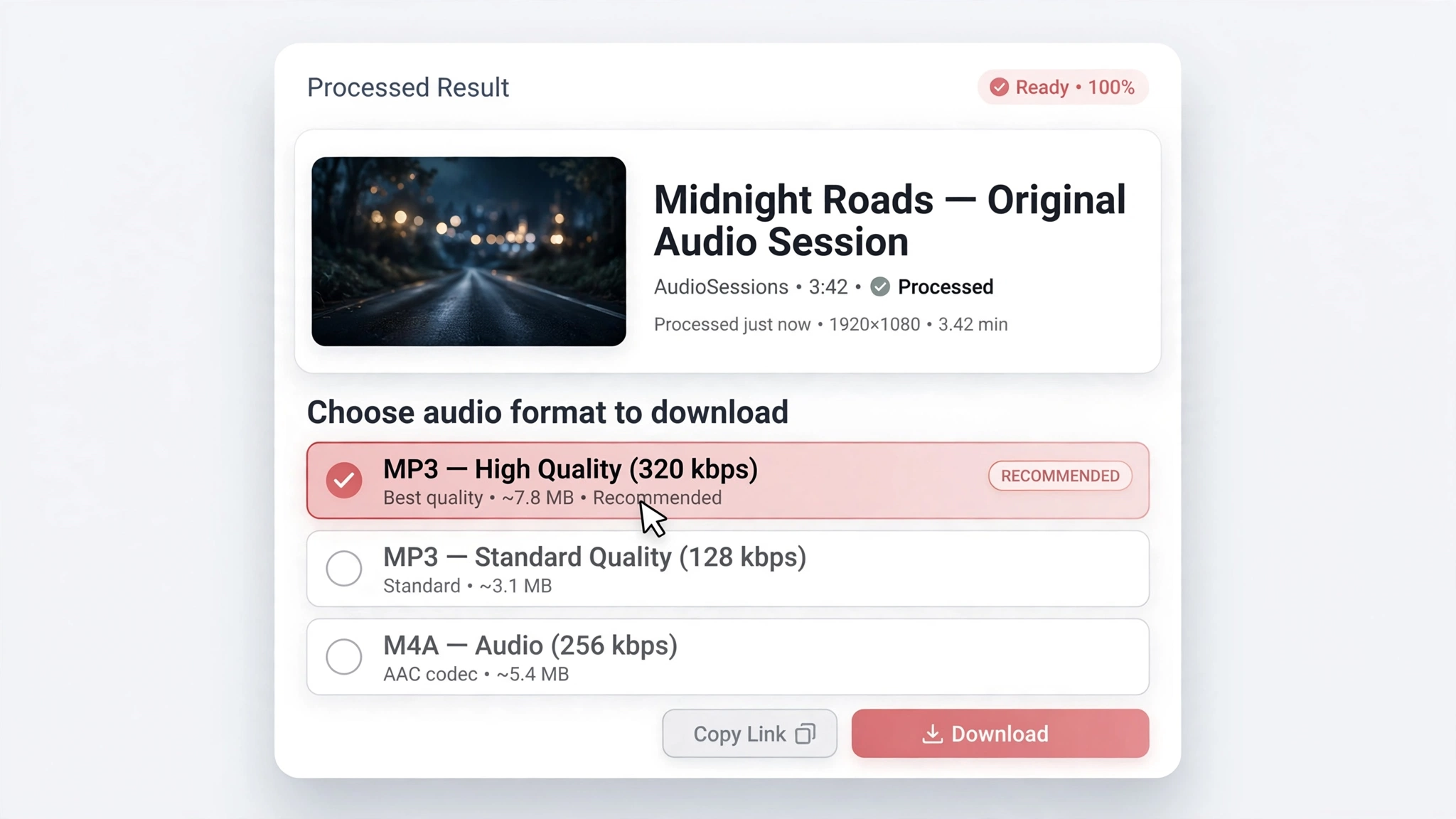 Reviewing available audio formats and quality options