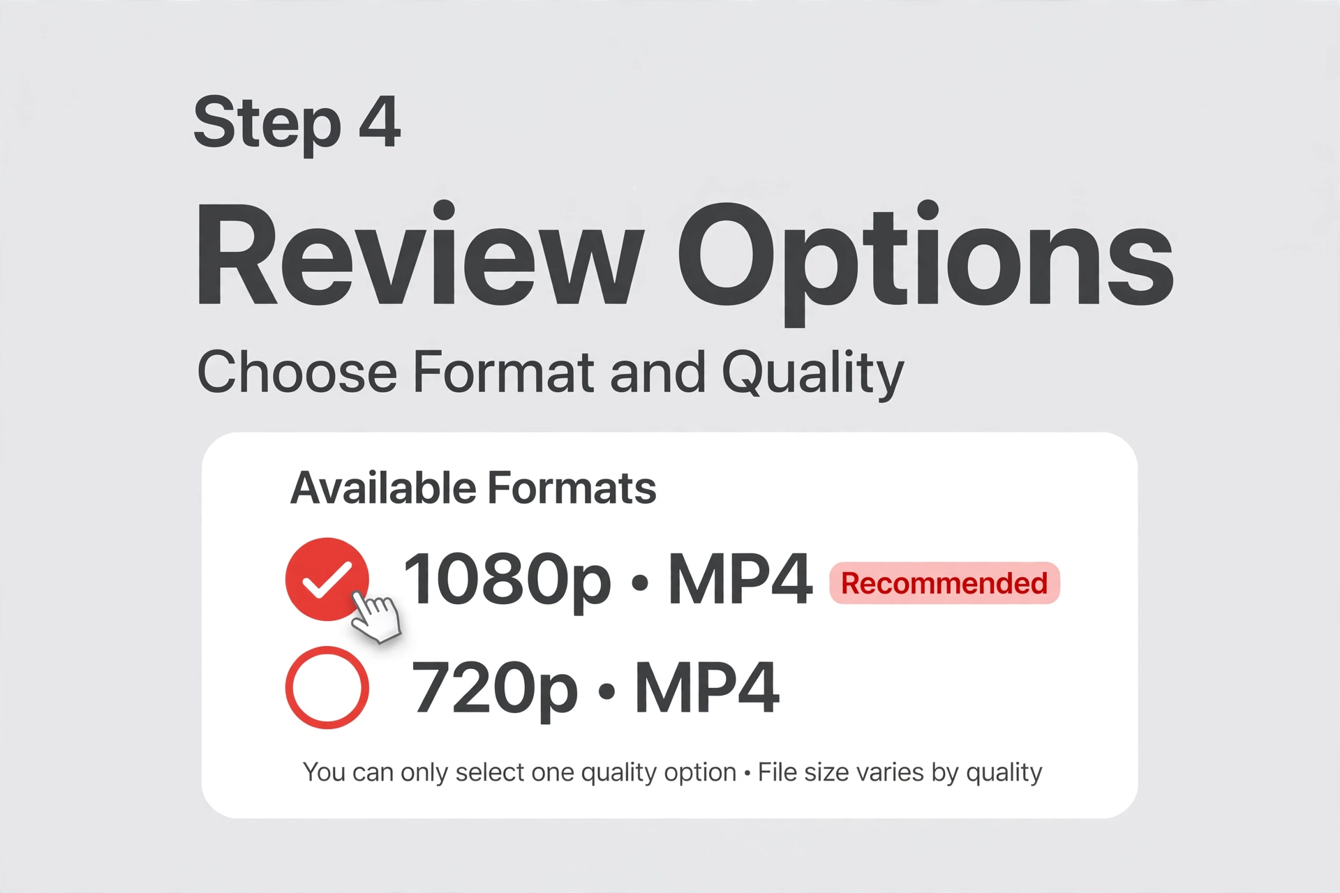 Review available YouTube video quality options